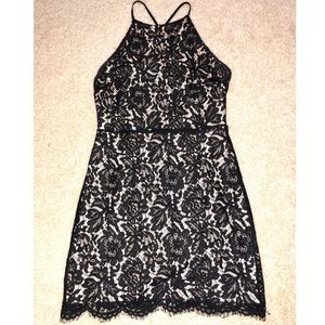 Black and Tan lace cocktail dress